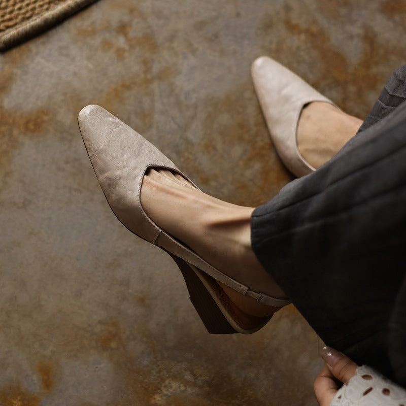 Women's Slingback Leather Heels