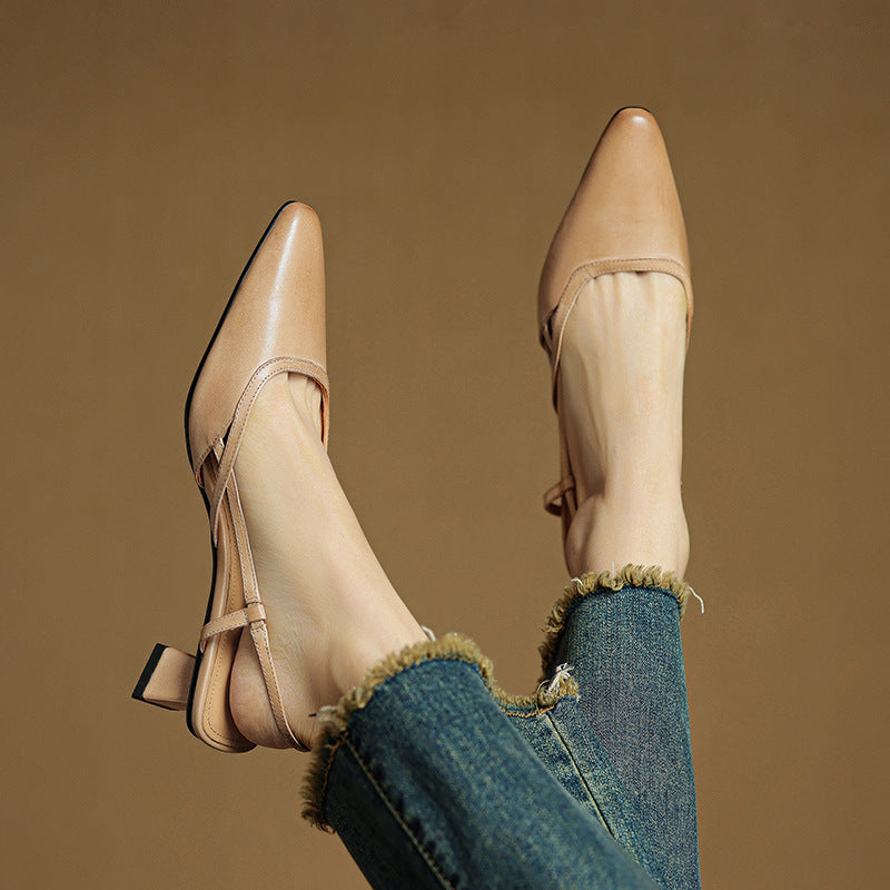 Women's Slingback Leather Heels