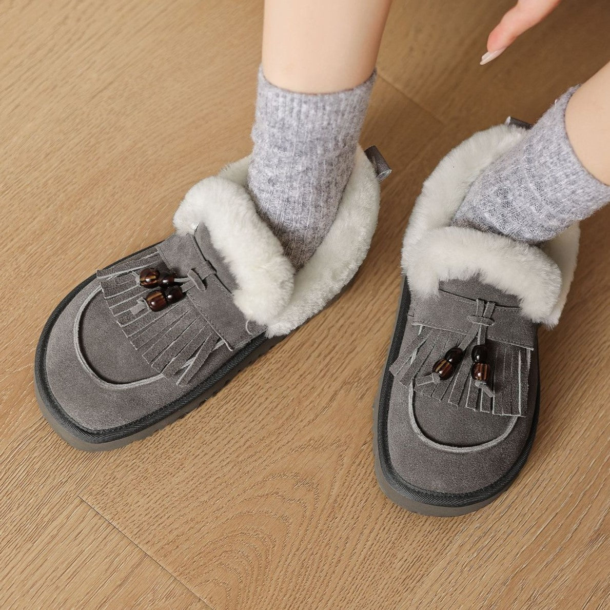 Women's Shearling Suede Loafers