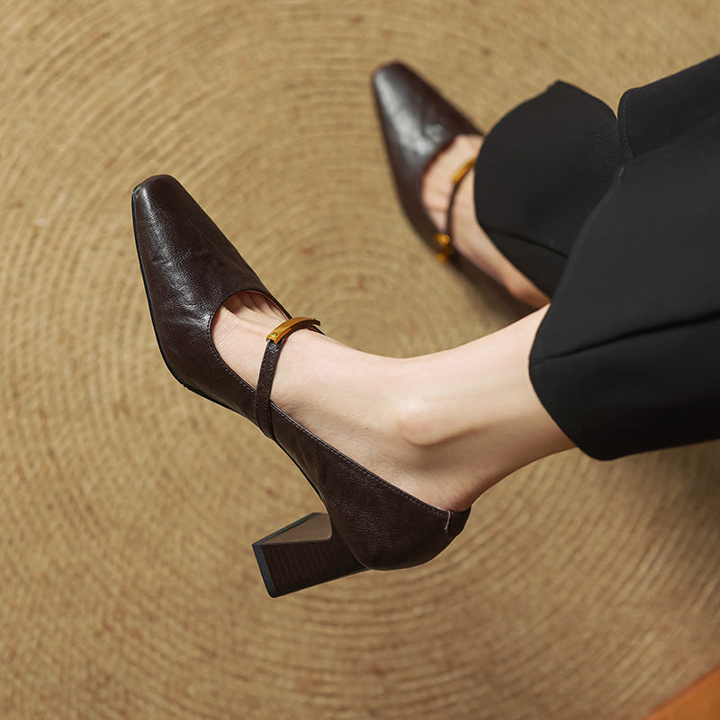 Women's Leather Strap Pumps