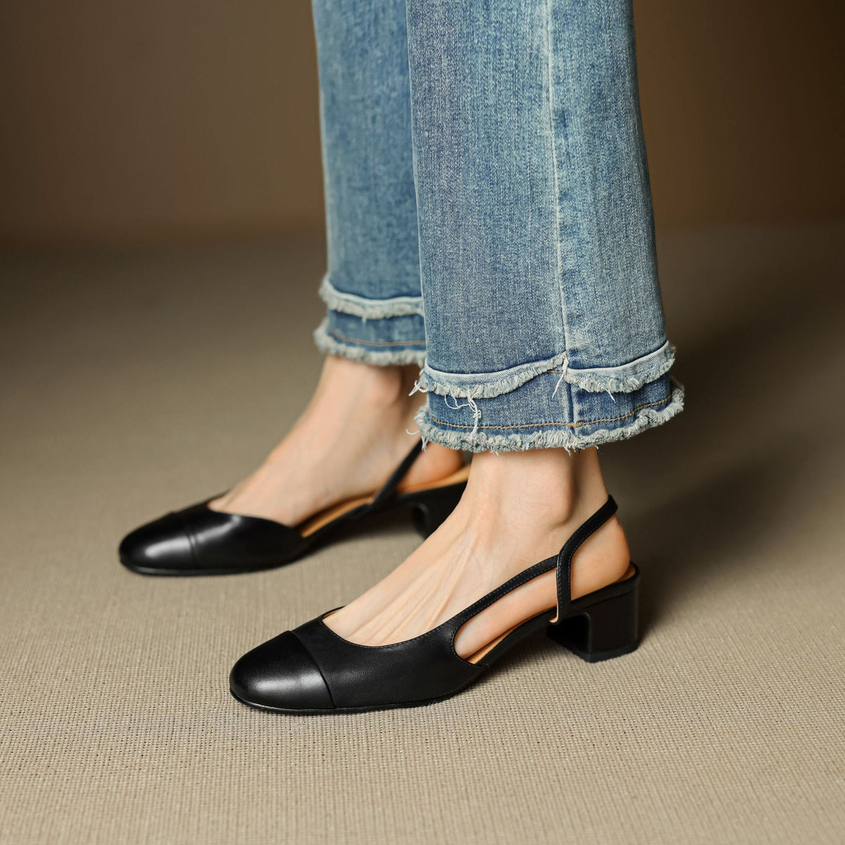 Women's Slingback Leather Heels