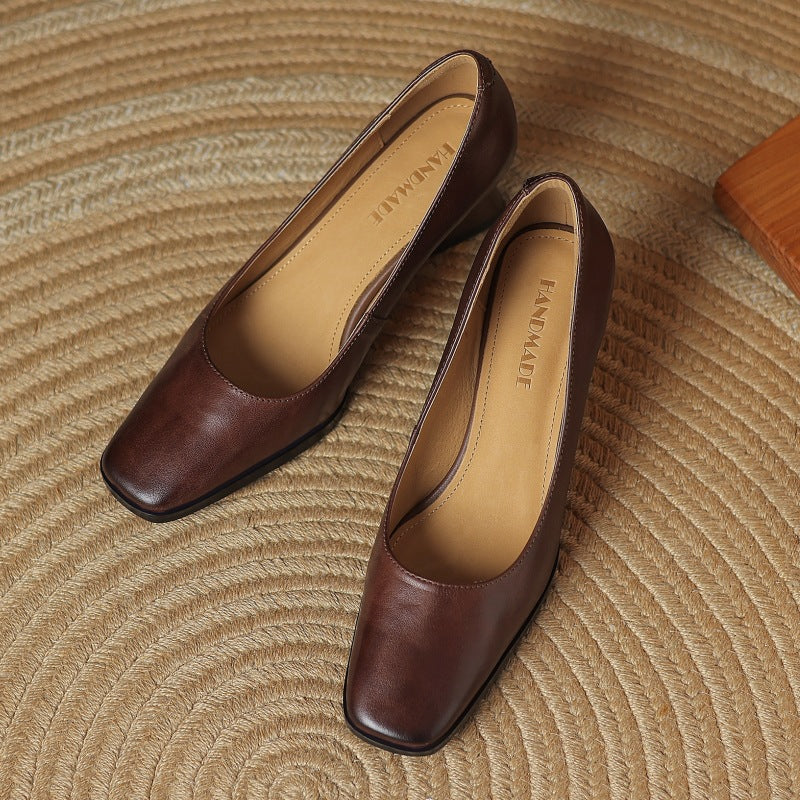Women's Leather Square Pumps