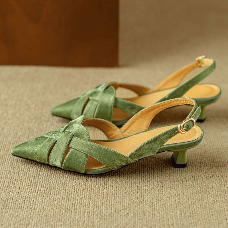 Women's Woven Leather Slingback Heels