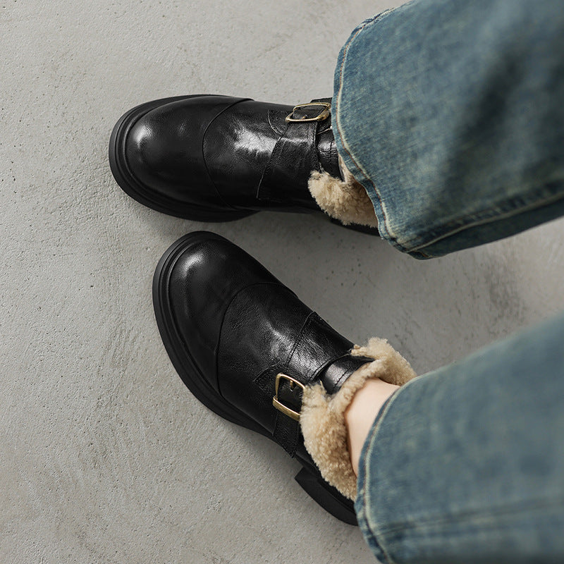 Women's Shearling Leather Oxford Heels
