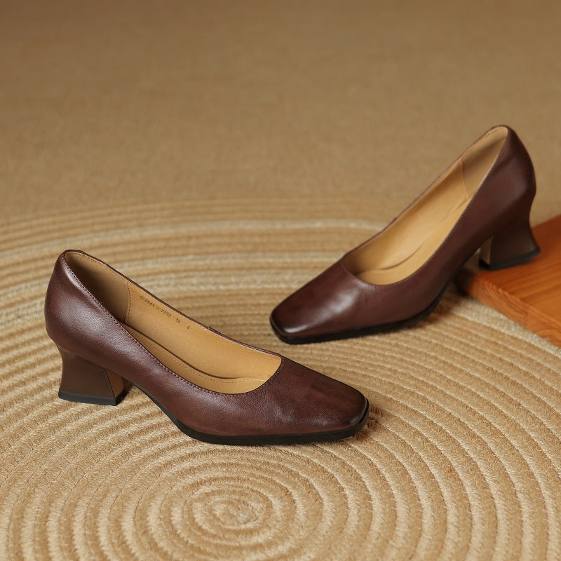 Women's Leather Square Pumps