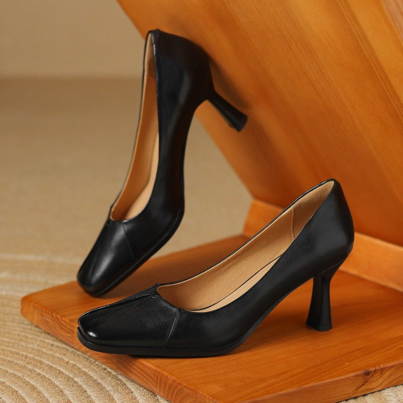 Women's Leather Square-Toe Pumps