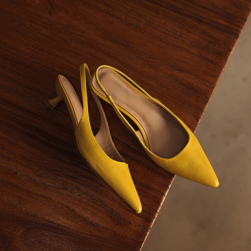 Women's Lambskin Leather Slingback Heels