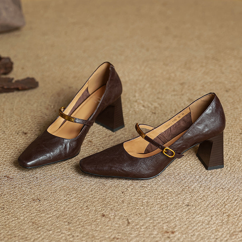 Women's Leather Strap Pumps