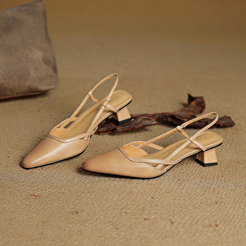 Women's Slingback Leather Heels