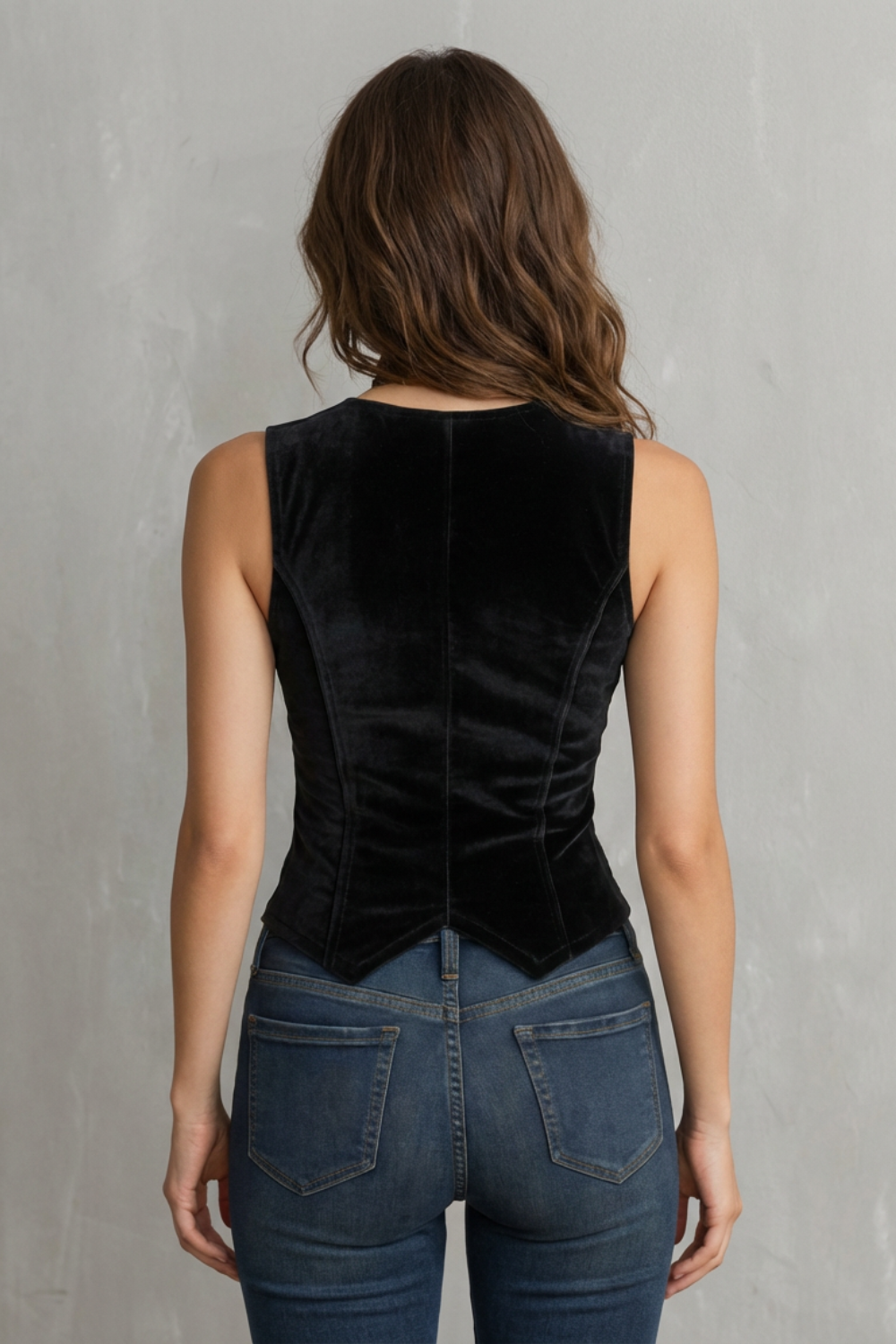 Women's Sculpted Elegance Velvet Buttoned Vest