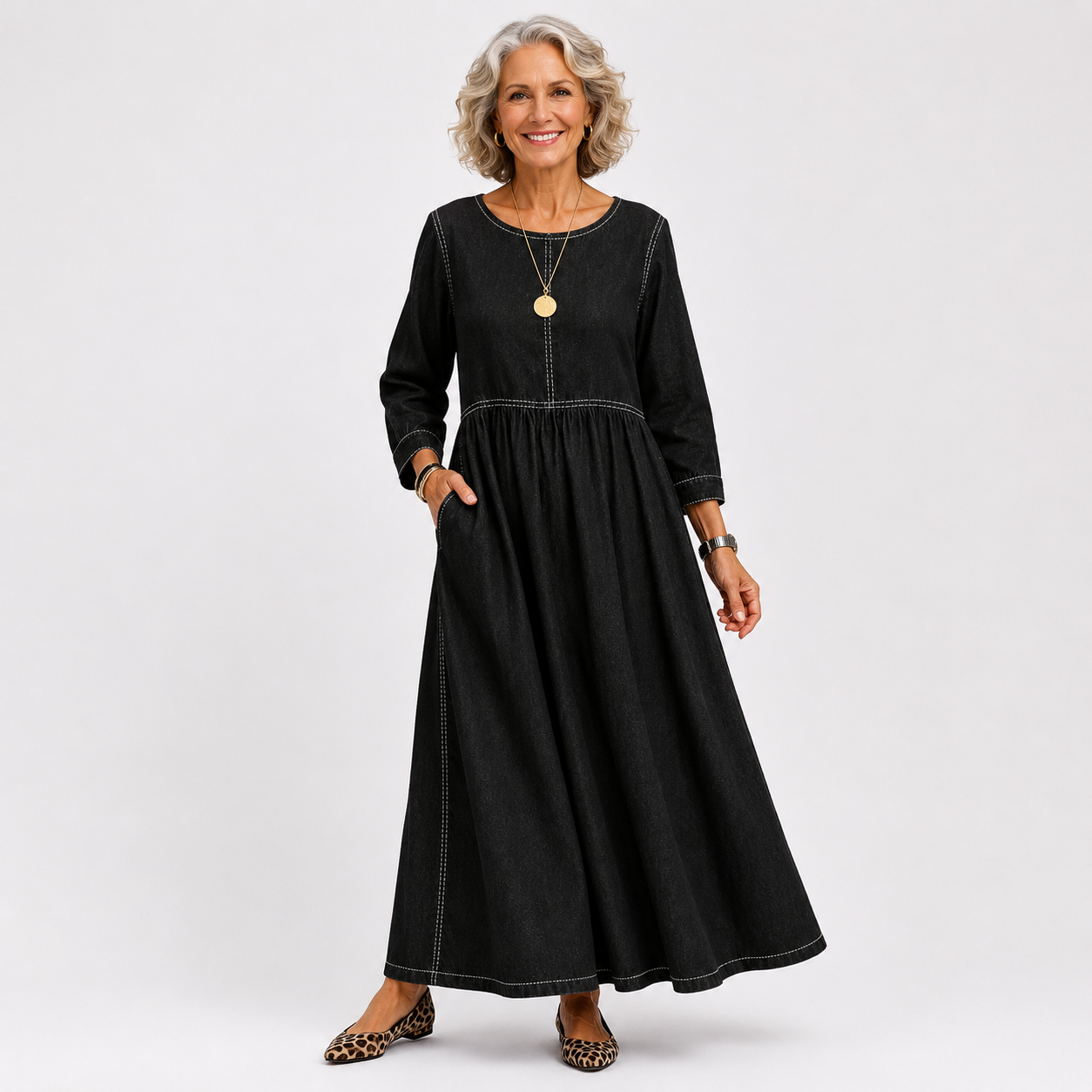 Dorothea™ | Elegant Round Neck Long Sleeve Dress