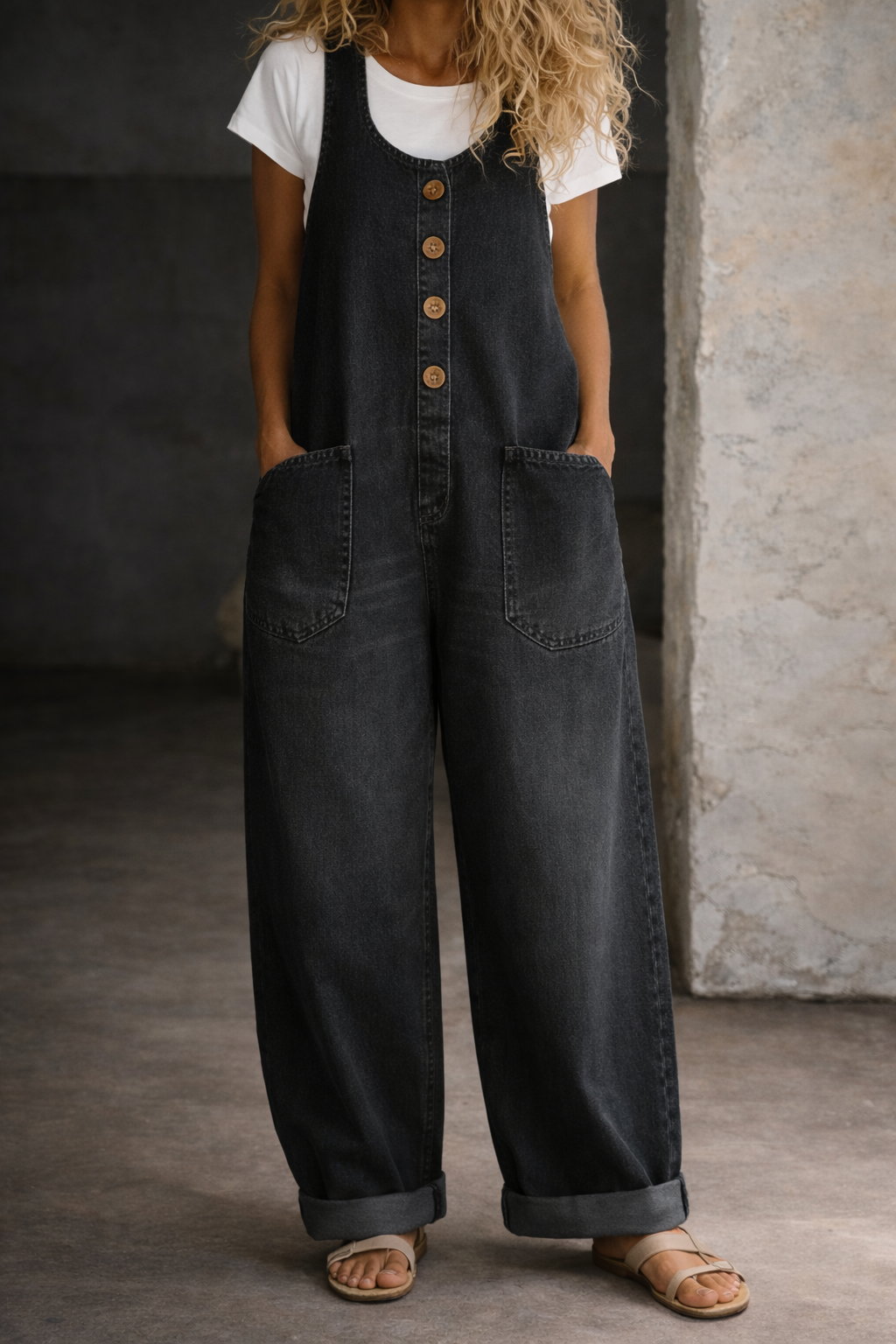 Marguerite™ | Vintage Washed Wide-Leg Overalls