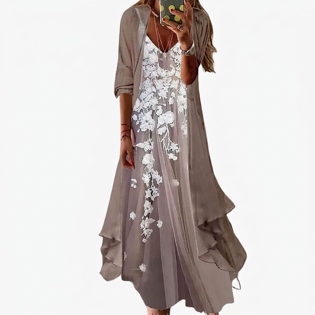 Elegant Maxi Dress Two-Piece Set