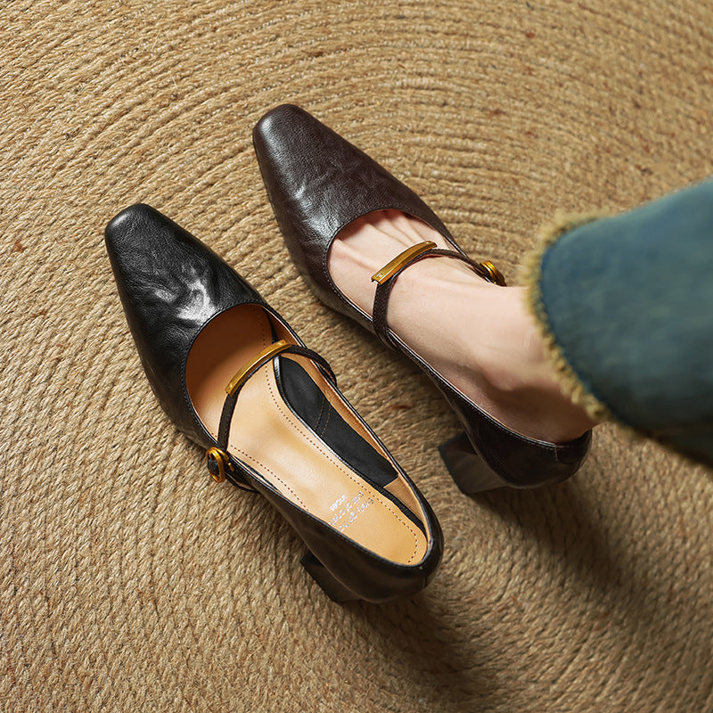 Women's Leather Strap Pumps
