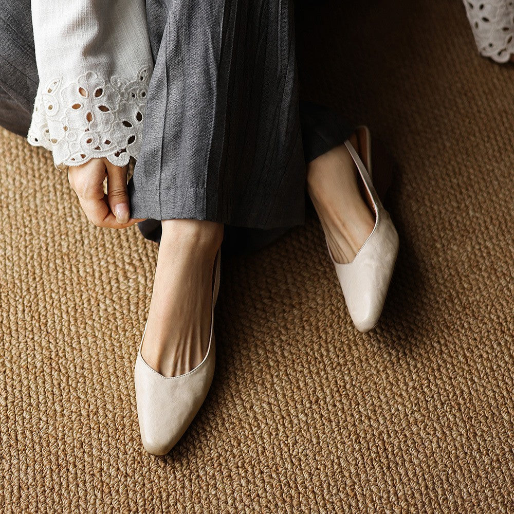 Women's Slingback Leather Heels