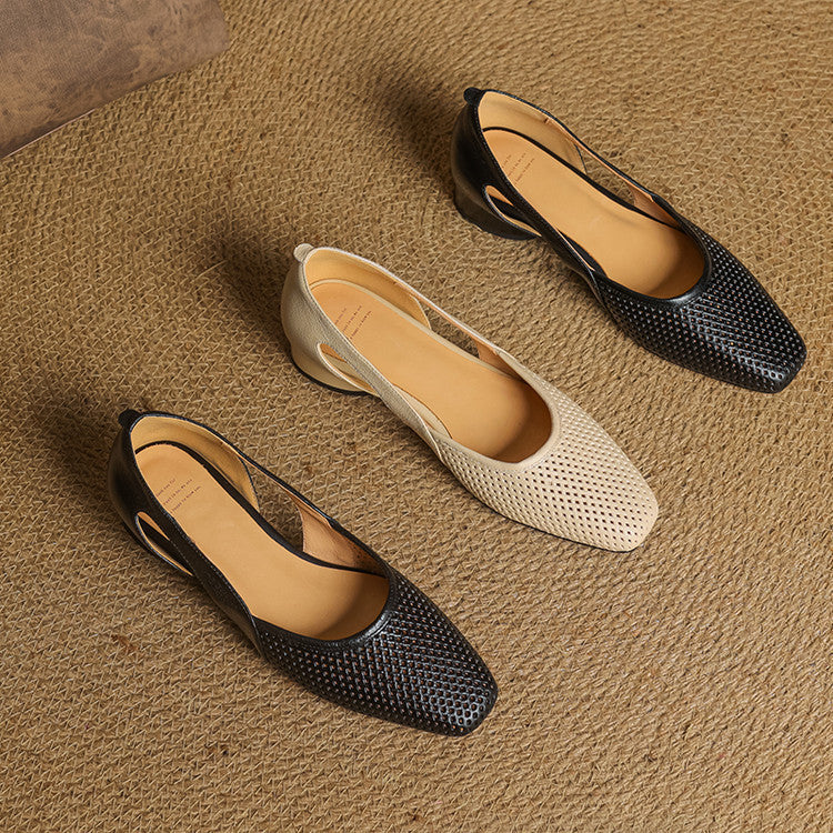 Women's Mesh Leather Heels
