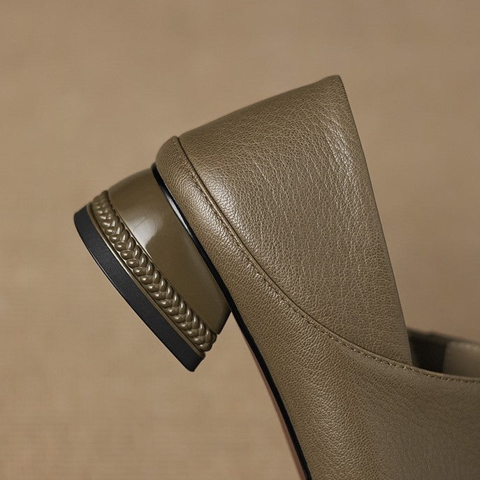 Women's Square-Toe Leather Slip-On