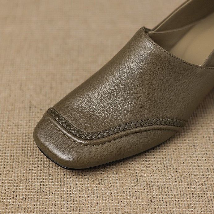Women's Square-Toe Leather Slip-On