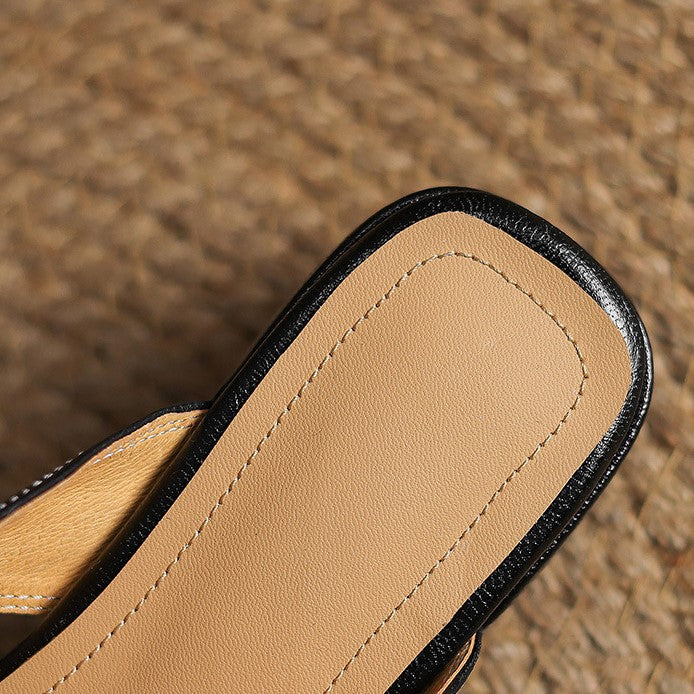 Women's Square-Toe Leather Mules