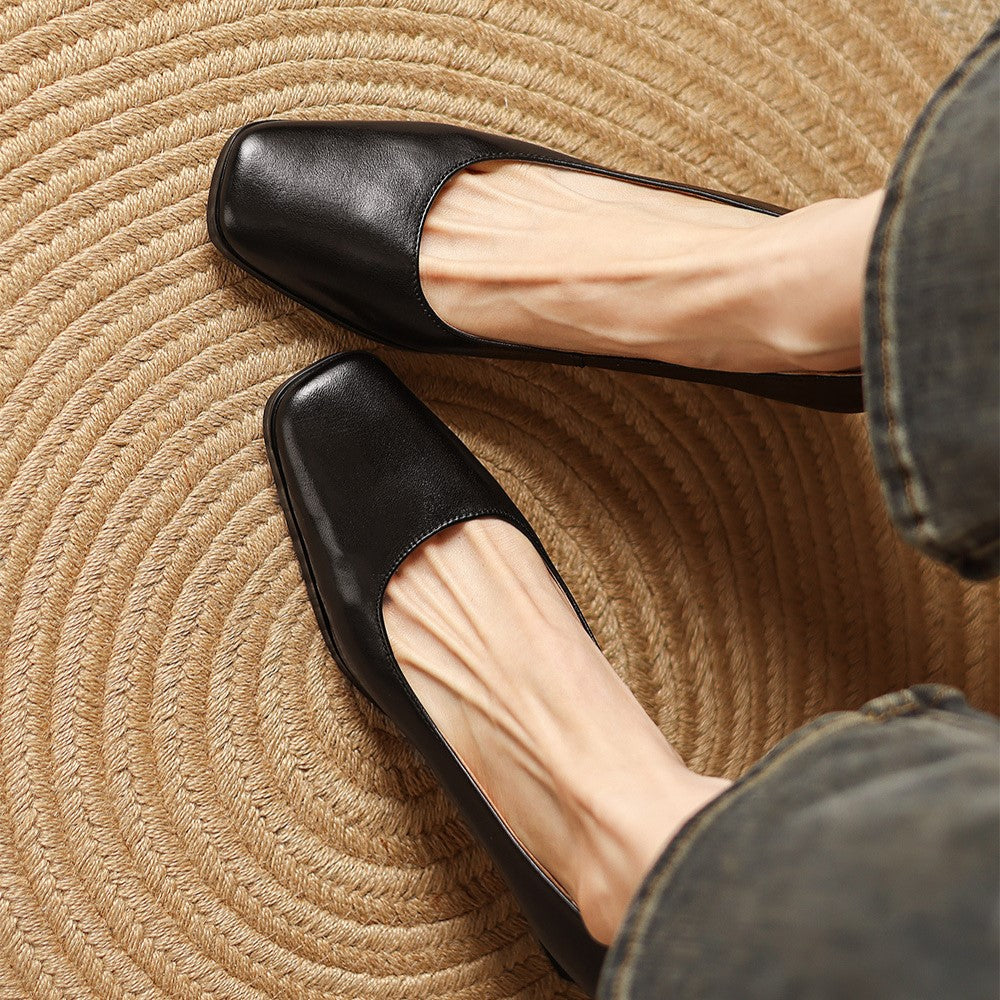 Women's Leather Square Pumps