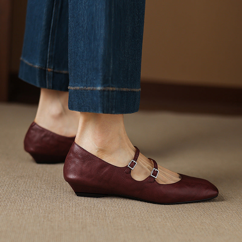 Women's Dual Strap Leather Mary-Janes