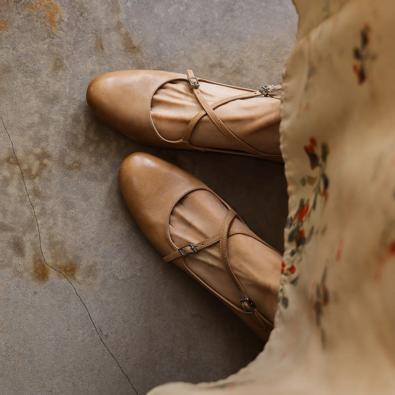 Women's Mary-Jane Leather Flats