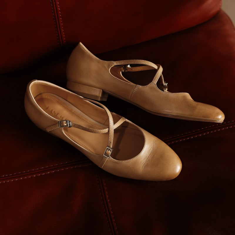 Women's Mary-Jane Leather Flats