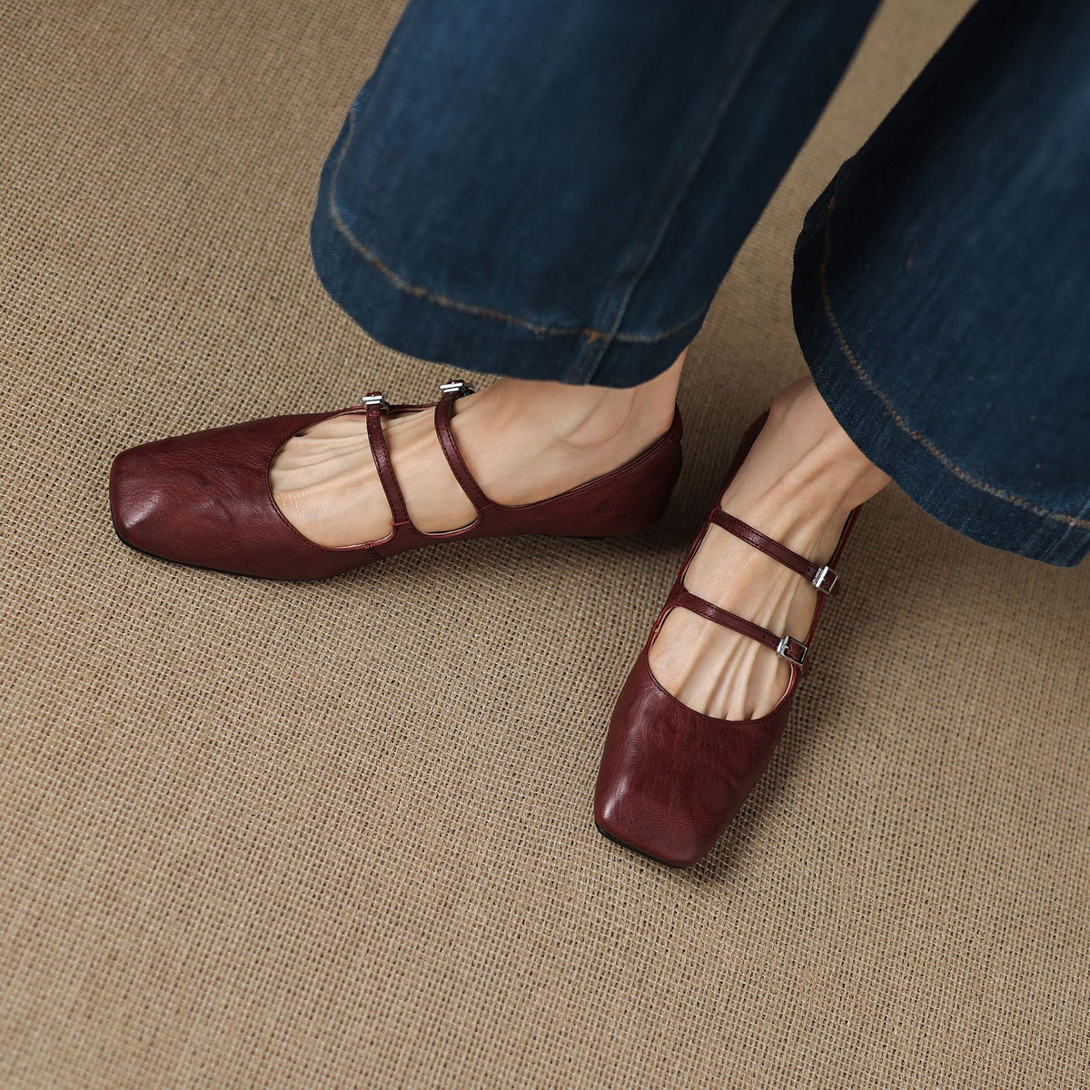 Women's Dual Strap Leather Mary-Janes