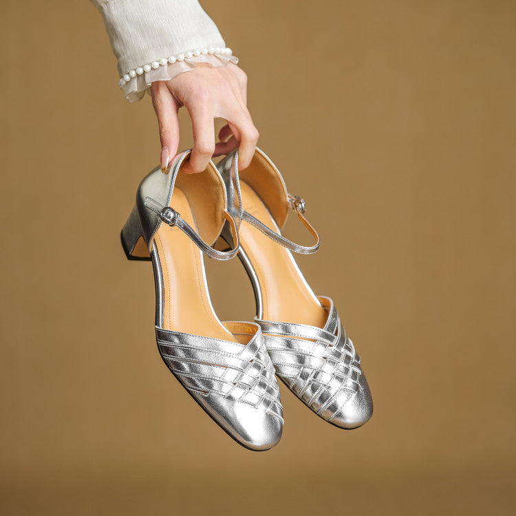 Women's Woven Leather Heels