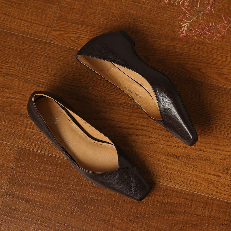 Women's Square-Toe Leather Flat