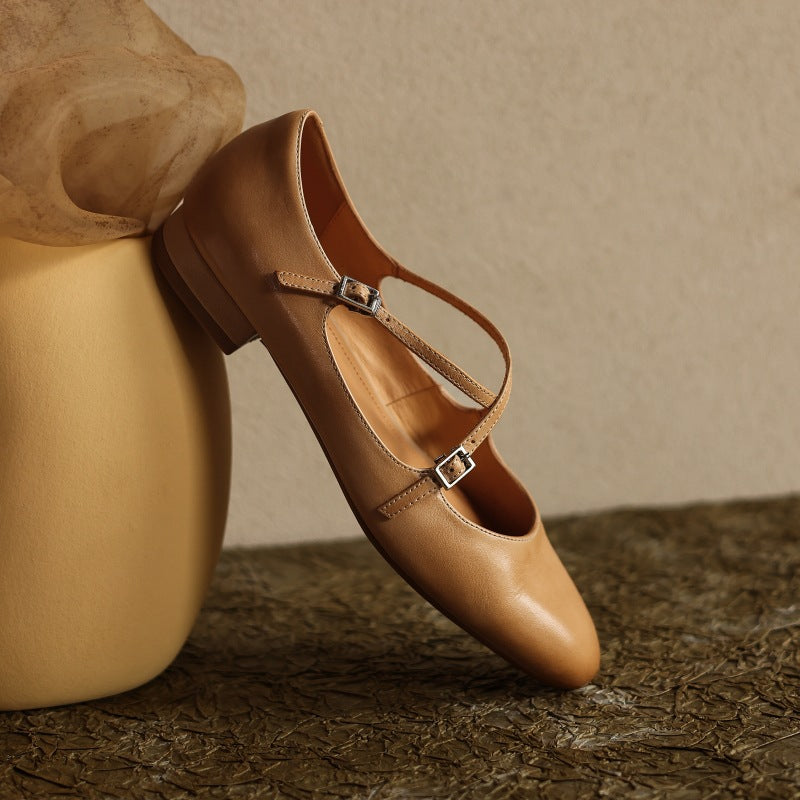 Women's Mary-Jane Leather Flats