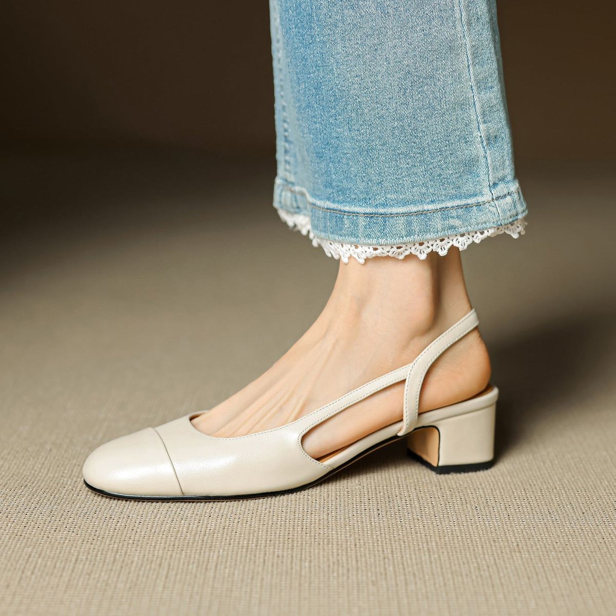 Women's Slingback Leather Heels