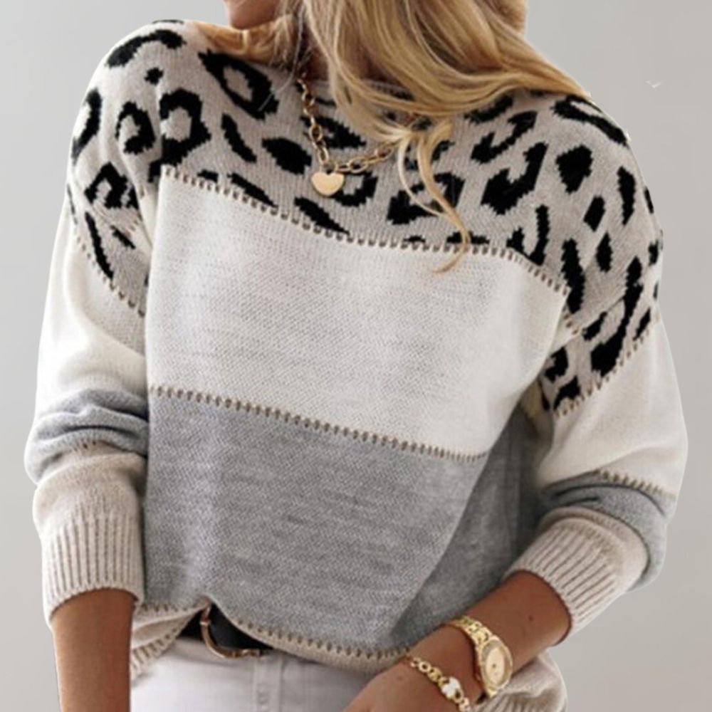 Sylvara™ | Leopard Accent Knit Sweater