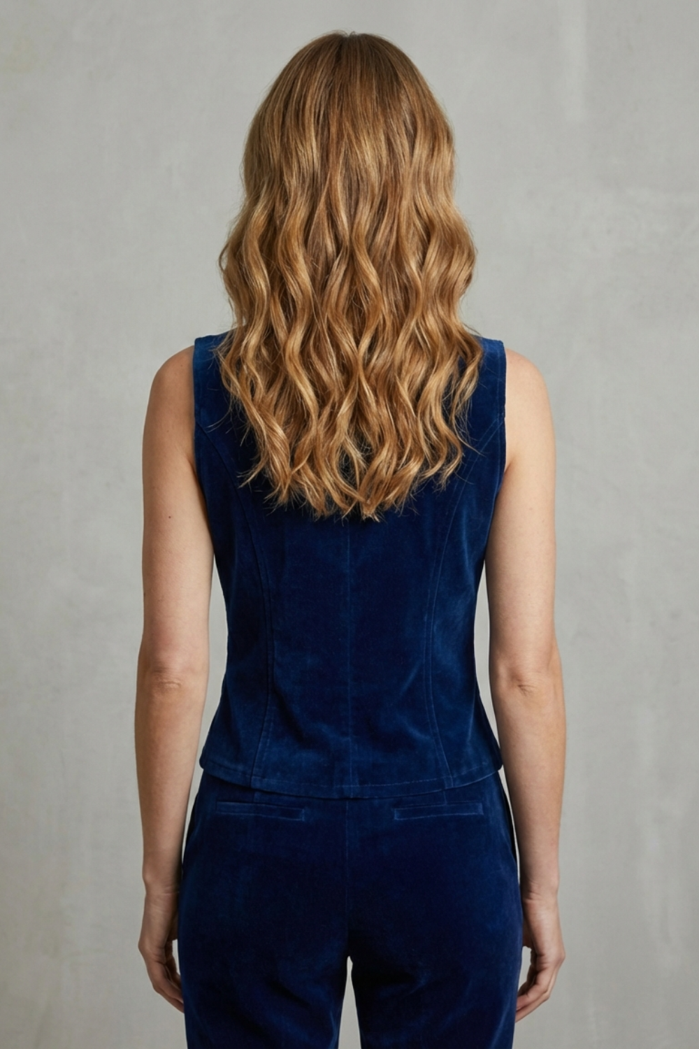 Women's Double-breasted Cut Velvet Military Vest