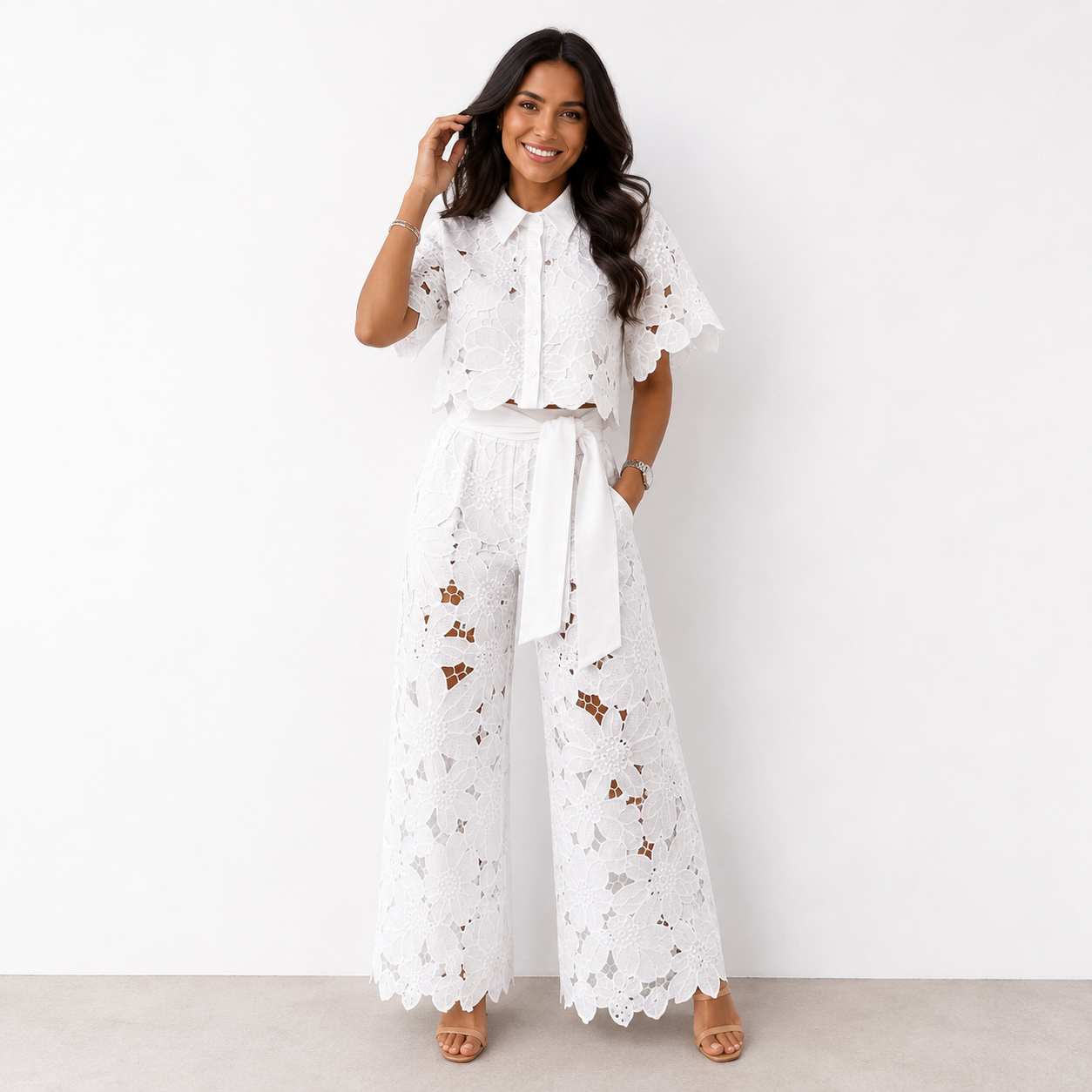 Temperance™ | Floral Cut-Out Wide-Leg Set