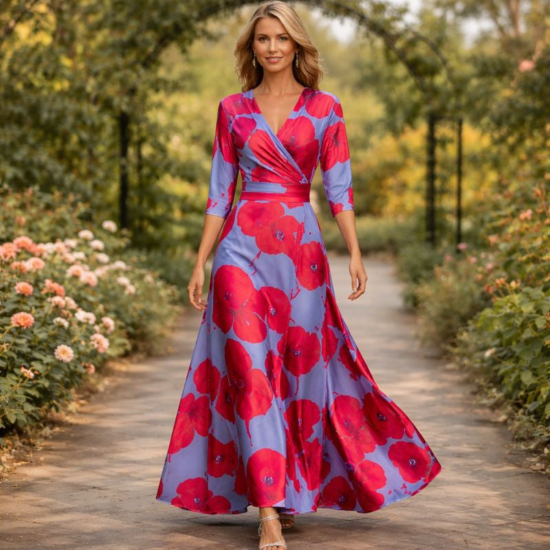Ottilie™ | Wrap-Style Flowing Maxi Dress
