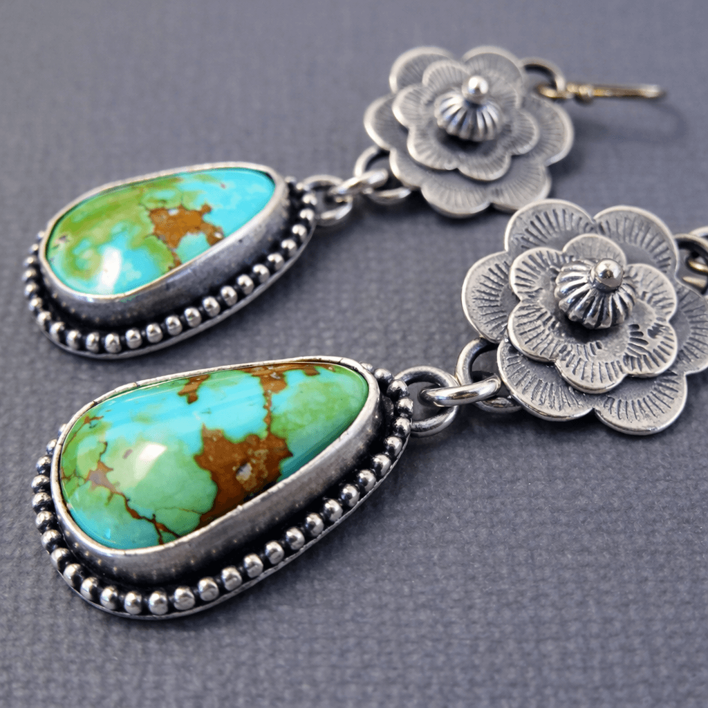 Veradine™ | Vintage Turquoise Floral Drop Earrings