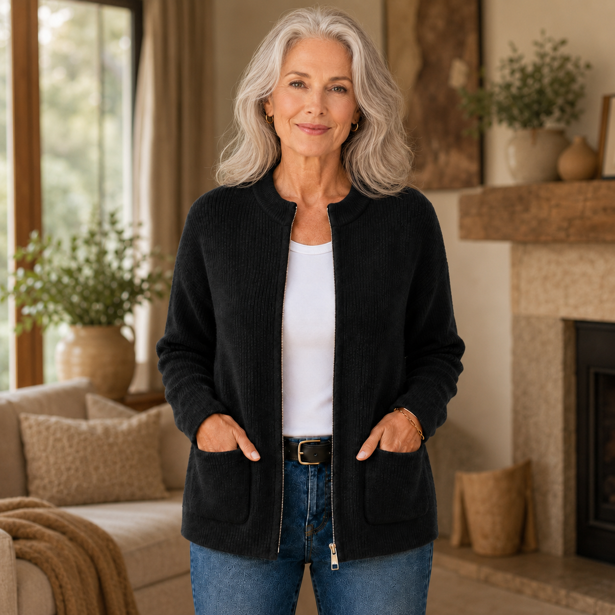 Orvelle™ | Zip-Front Ribbed Cardigan