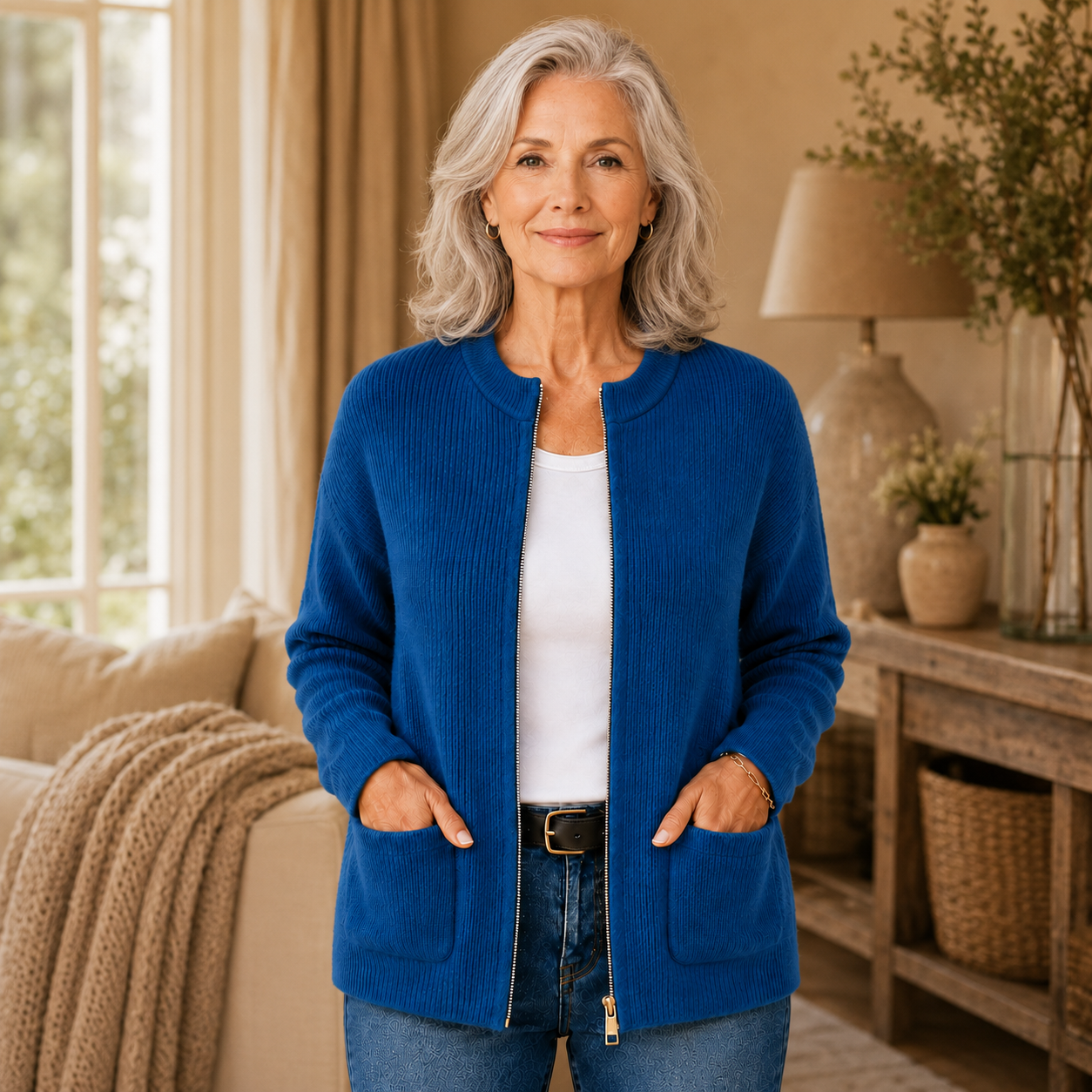 Orvelle™ | Zip-Front Ribbed Cardigan