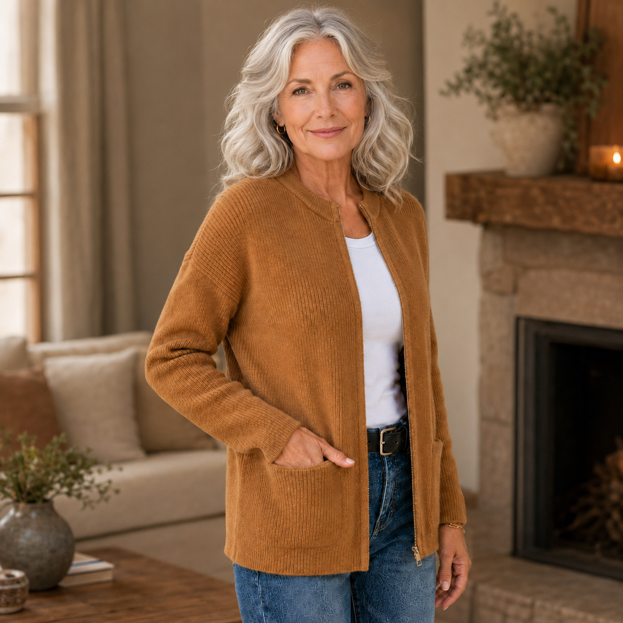 Orvelle™ | Zip-Front Ribbed Cardigan