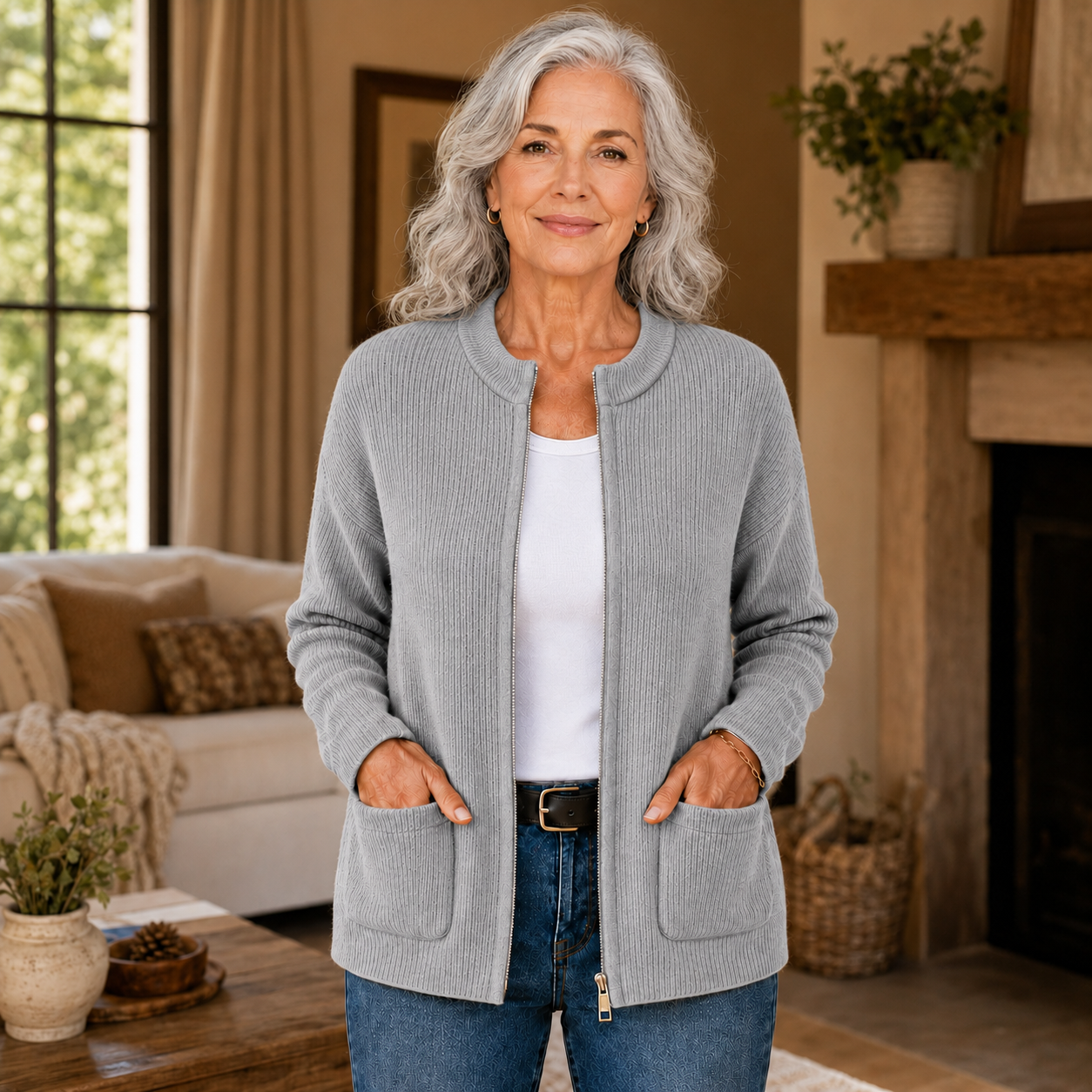 Orvelle™ | Zip-Front Ribbed Cardigan