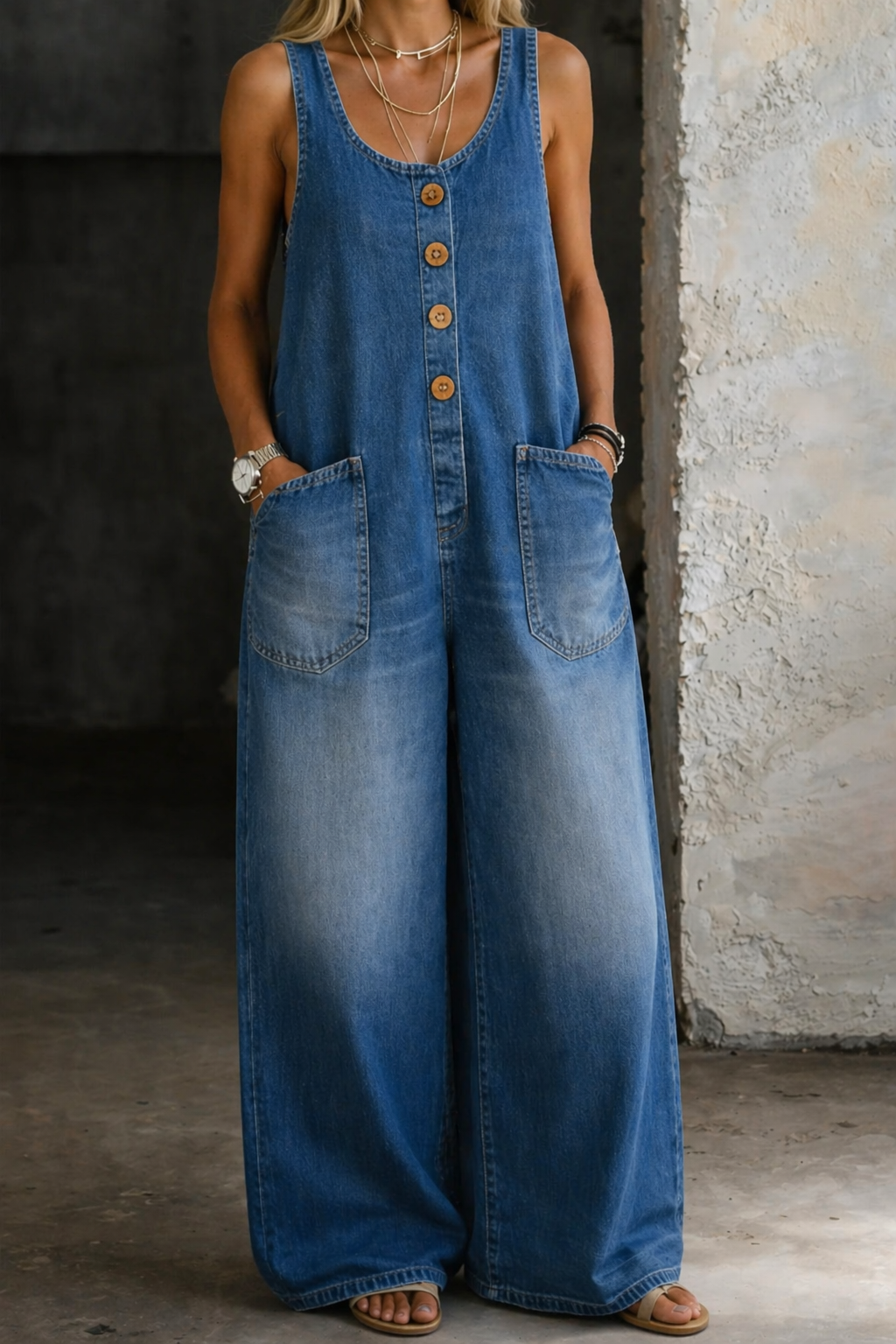 Dessa™ | Vintage Washed Wide-Leg Overalls