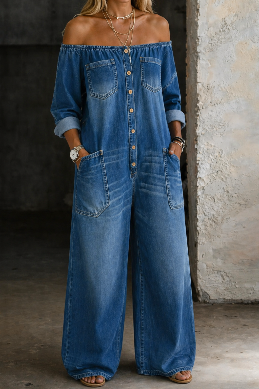 Rosamund™ | Off Shoulder Long Sleeve Jumpsuit