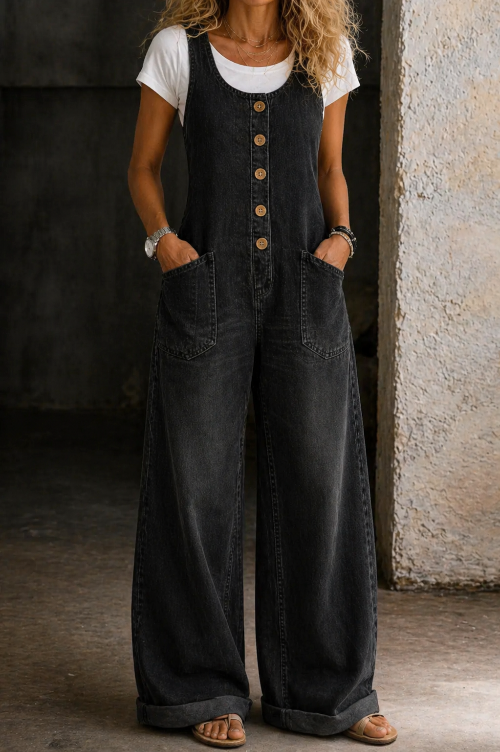 Marguerite™ | Vintage Washed Wide-Leg Overalls