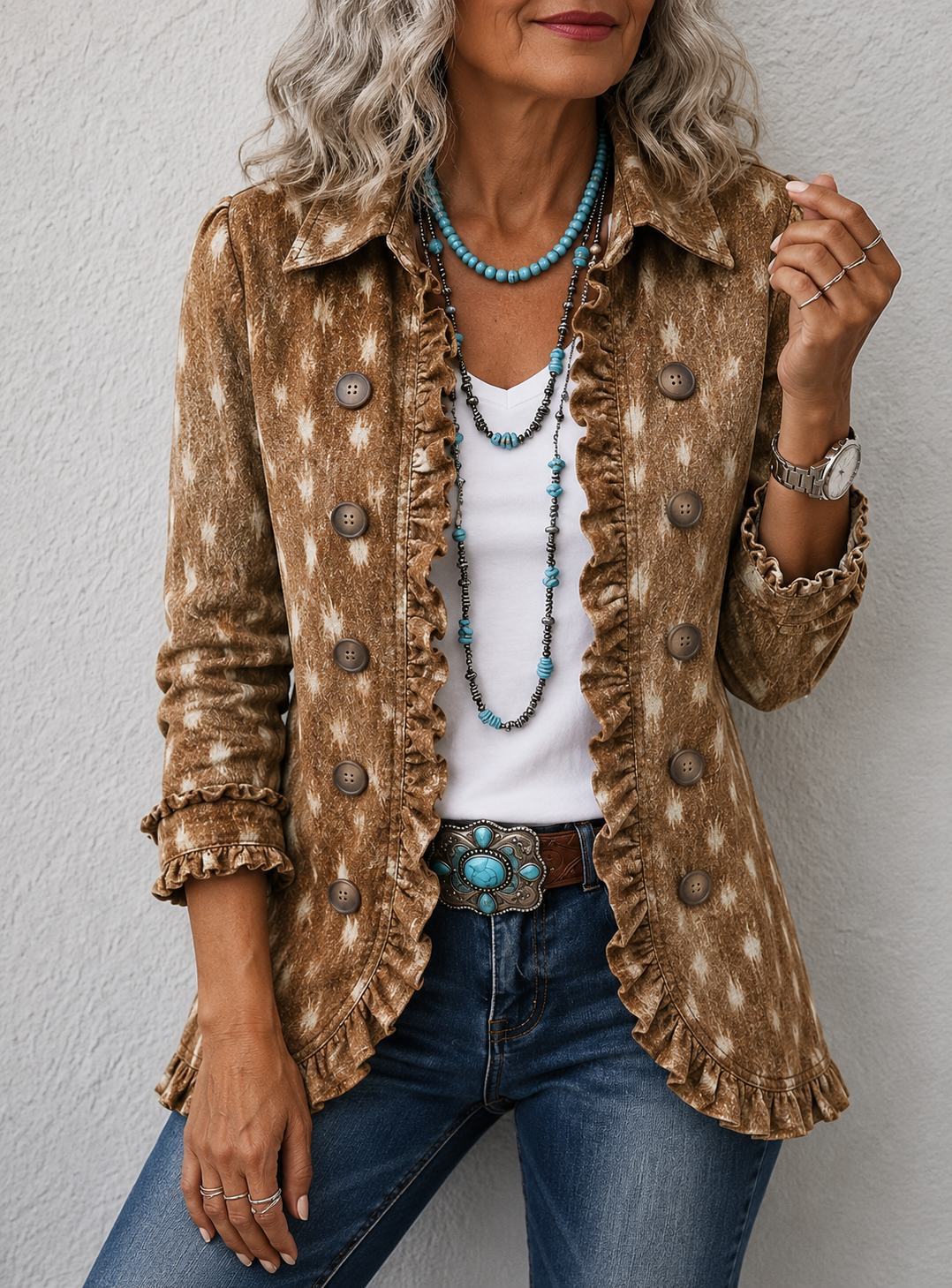 Nolinda™ | Bohemian Animal-Print Ruffled Jacket