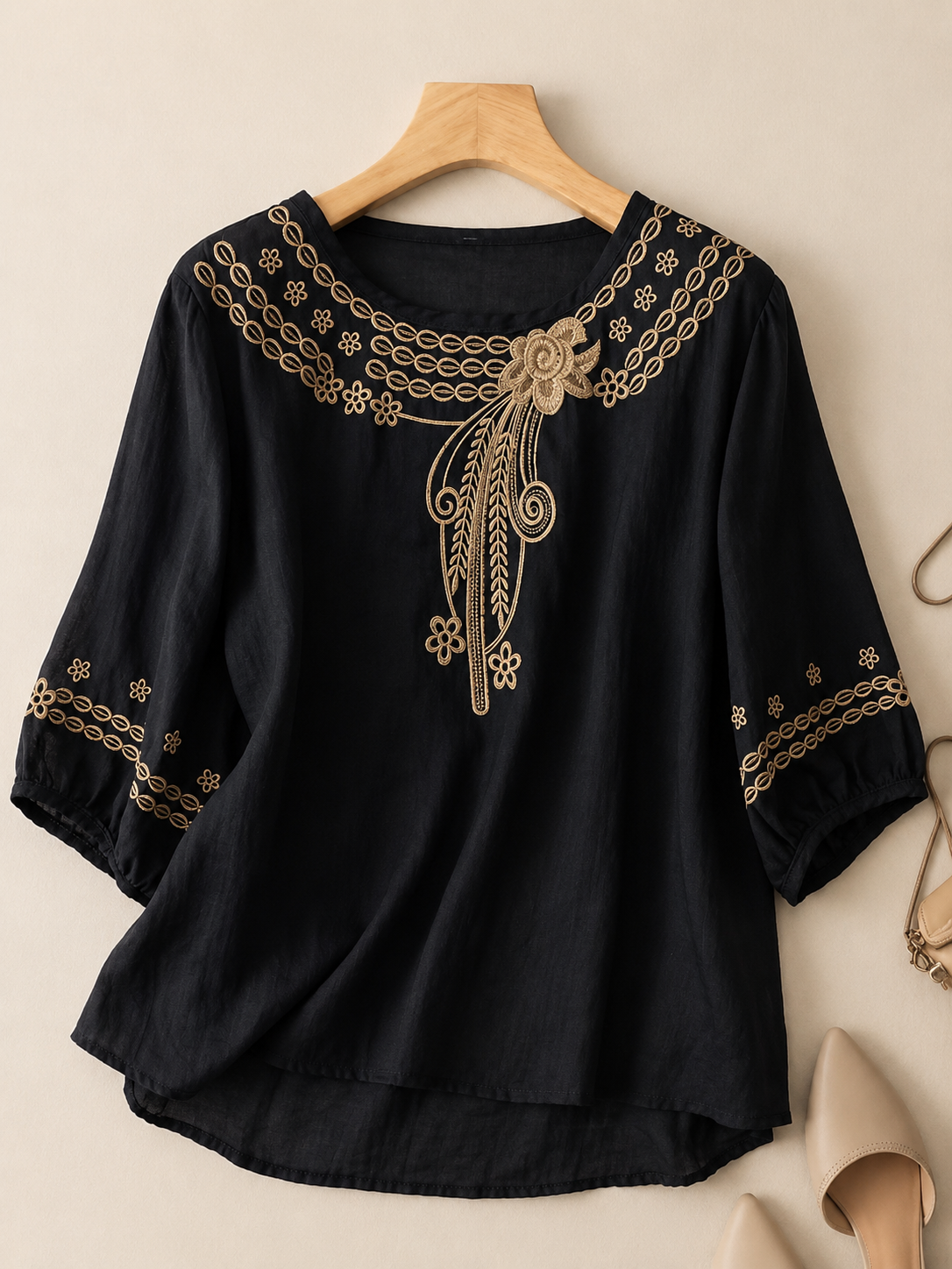 Viviana™ | Embroidered Art Retro Half Sleeve Shirt