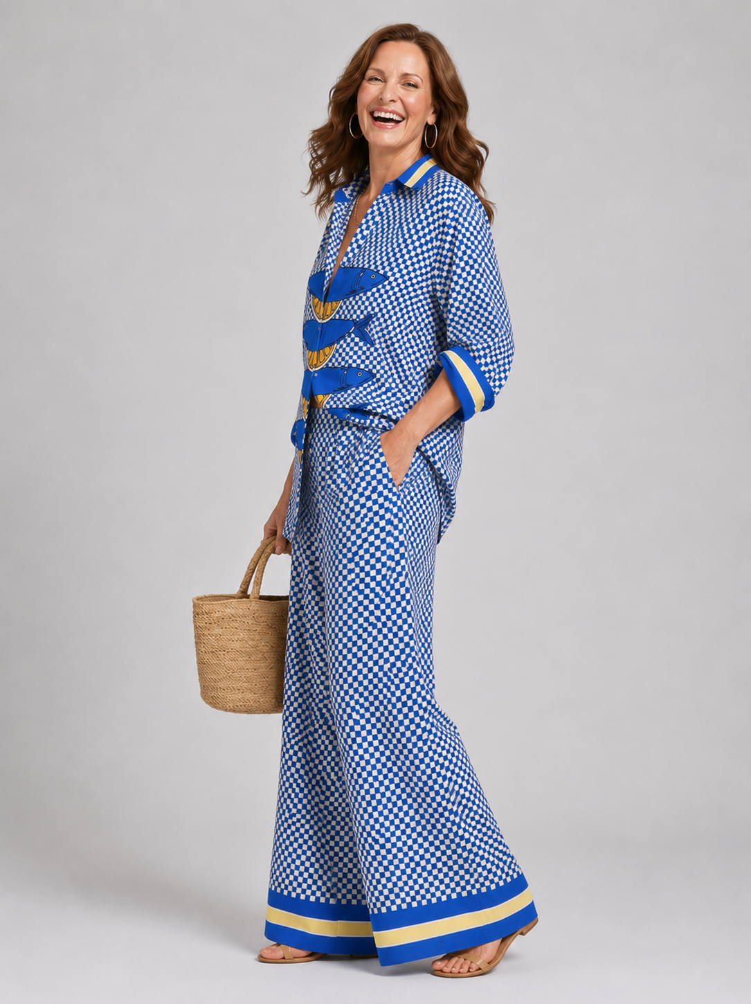Katalina™ | Printed Shirt & Wide-Leg Pants Set