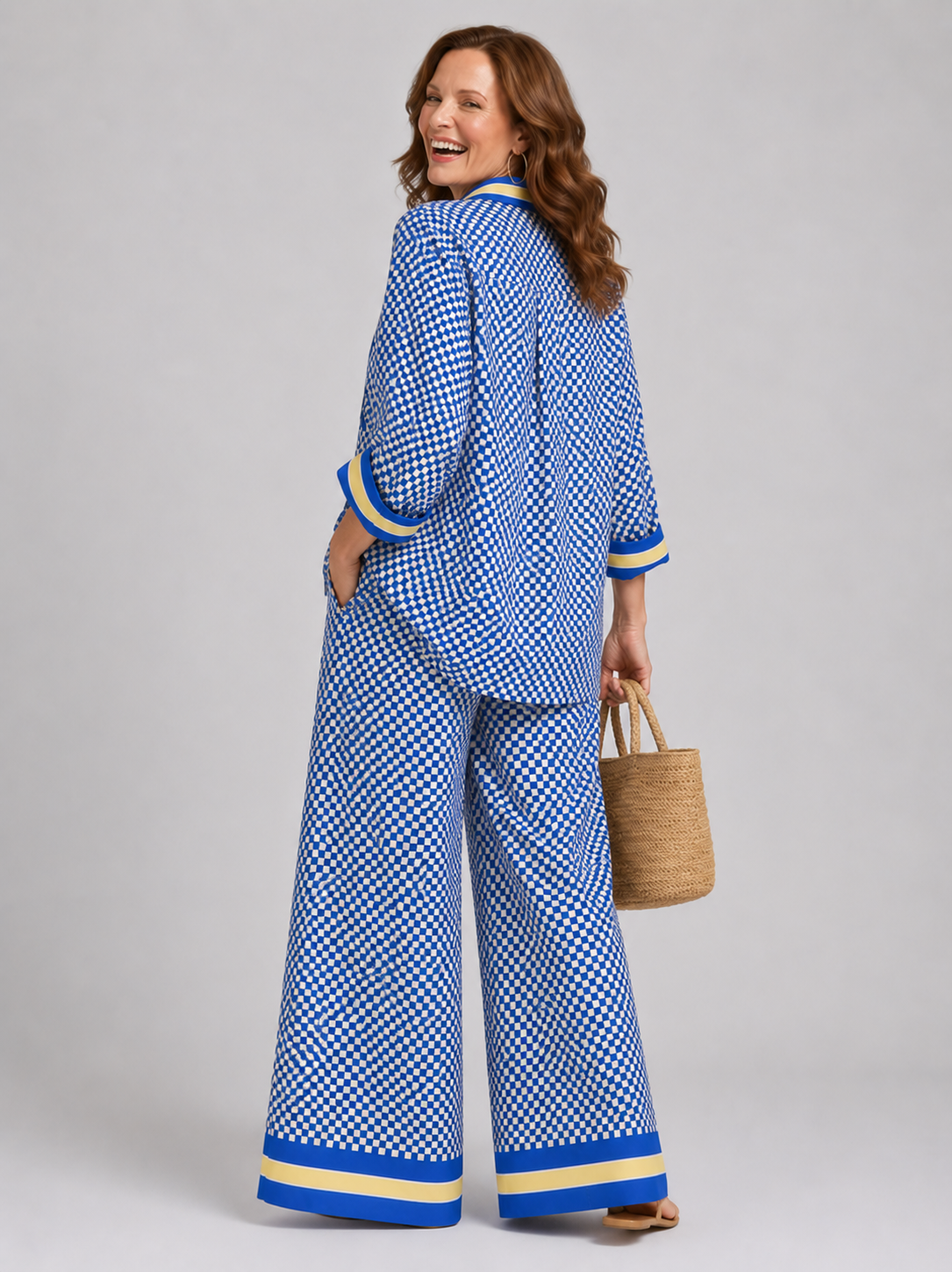 Katalina™ | Printed Shirt & Wide-Leg Pants Set