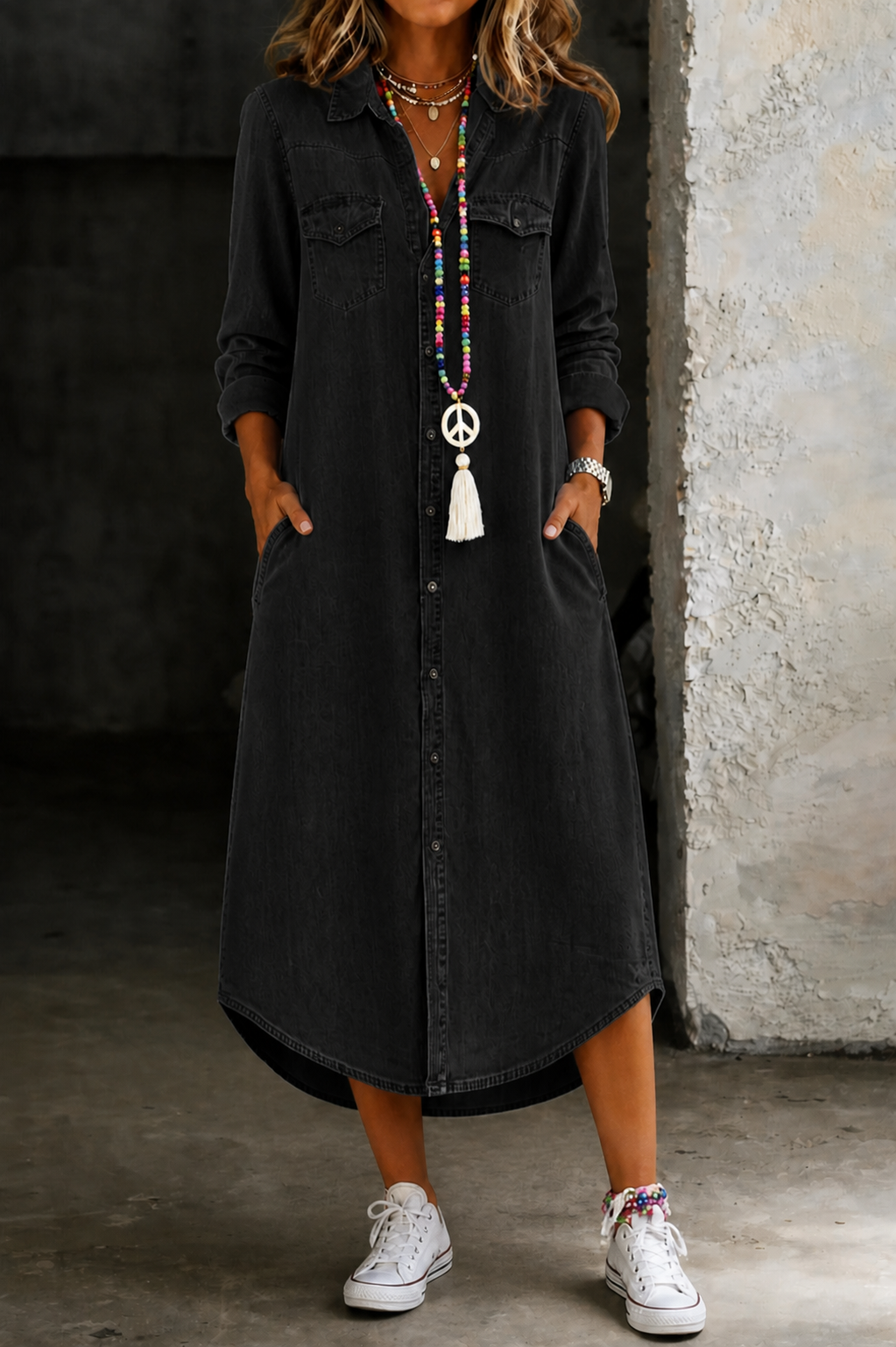 Darlene™ | Casual Elegant Long Shirt Dress