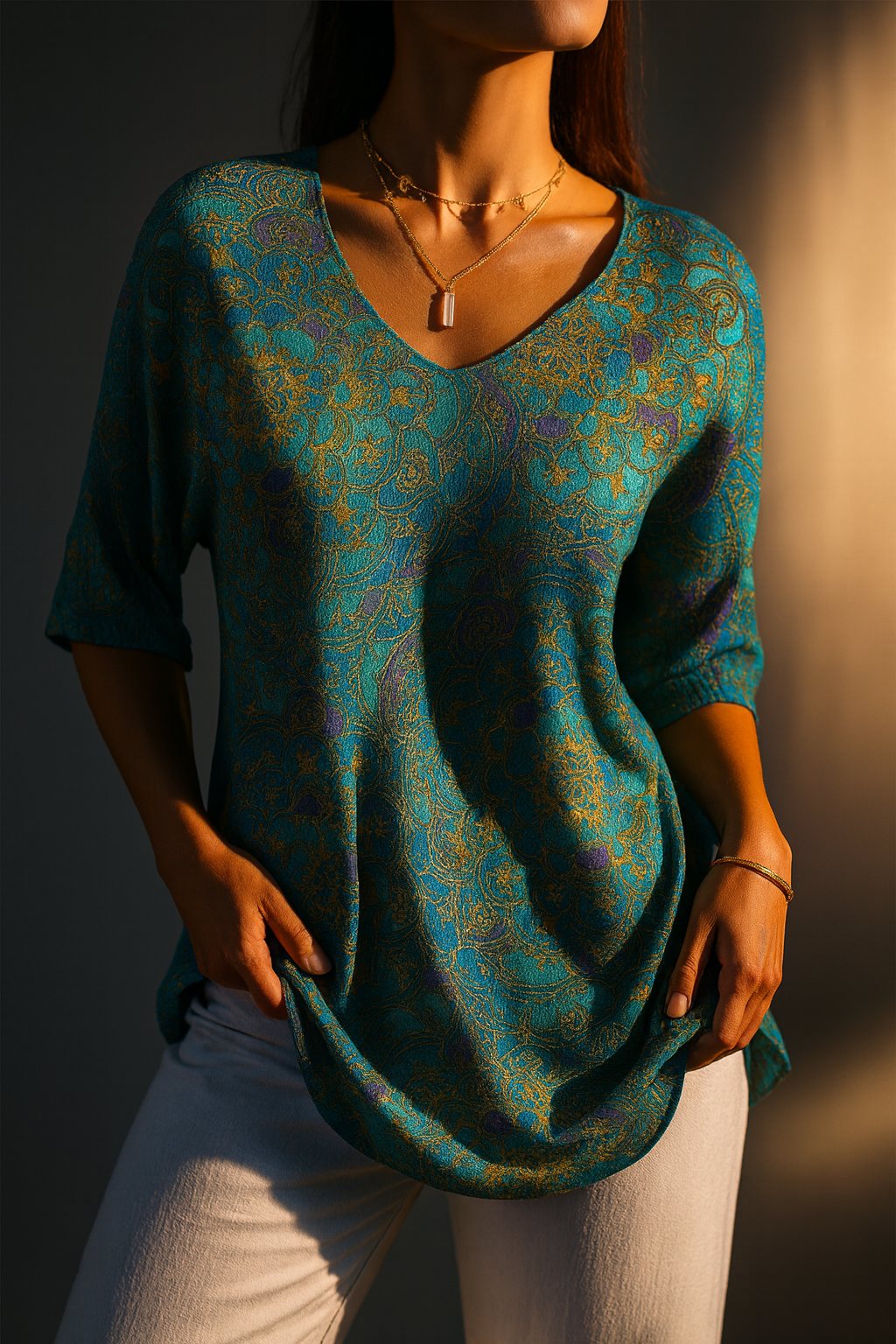 Margaux™ | Paisley Print V-Neck Top